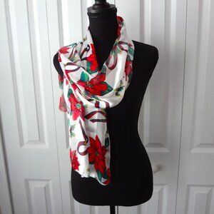 AW Items Inc Red Poinsettia Holiday Scarf